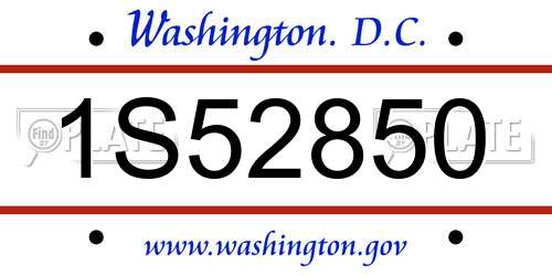 1S52850 District Of Columbia License Plate