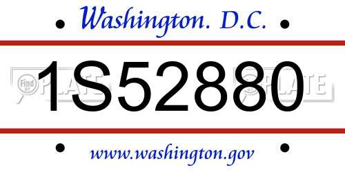 1S52880 District Of Columbia License Plate