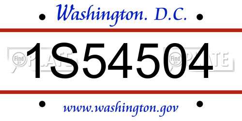 1S54504 District Of Columbia License Plate