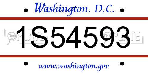 1S54593 District Of Columbia License Plate