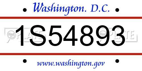 1S54893 District Of Columbia License Plate