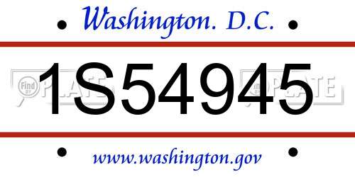 1S54945 District Of Columbia License Plate