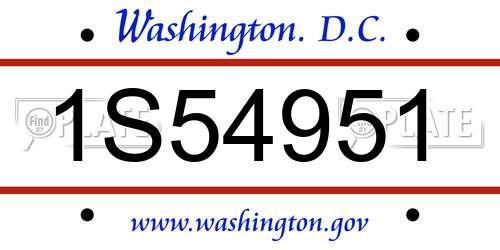 1S54951 District Of Columbia License Plate