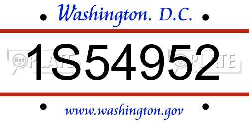 1S54952 District Of Columbia License Plate
