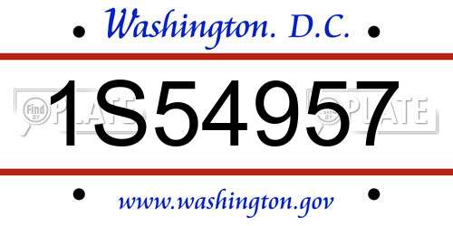 1S54957 District Of Columbia License Plate