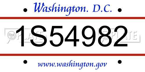 1S54982 District Of Columbia License Plate