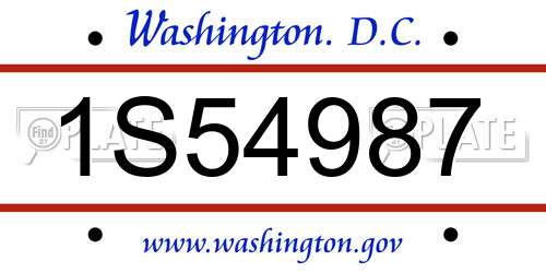 1S54987 District Of Columbia License Plate