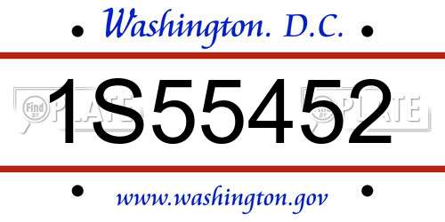 1S55452 District Of Columbia License Plate