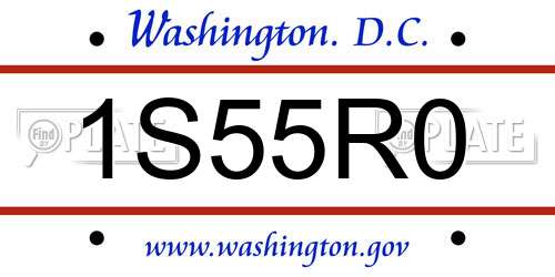 1S55R0 District Of Columbia License Plate