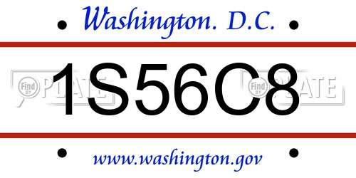 1S56C8 District Of Columbia License Plate