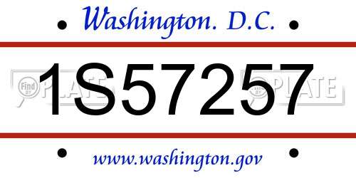 1S57257 District Of Columbia License Plate