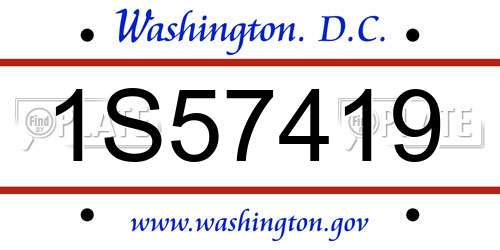 1S57419 District Of Columbia License Plate