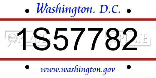1S57782 District Of Columbia License Plate