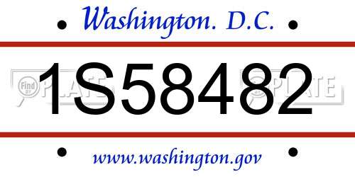 1S58482 District Of Columbia License Plate