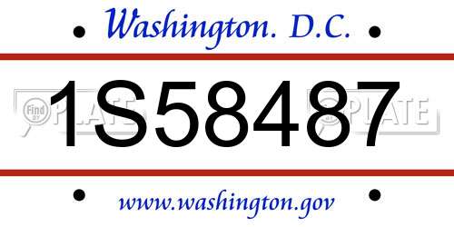 1S58487 District Of Columbia License Plate
