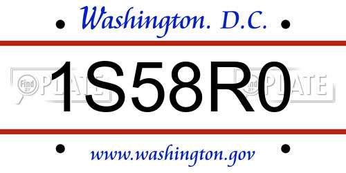 1S58R0 District Of Columbia License Plate