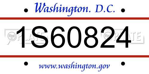 1S60824 District Of Columbia License Plate