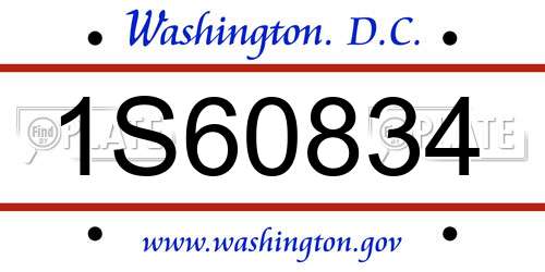 1S60834 District Of Columbia License Plate