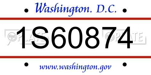 1S60874 District Of Columbia License Plate