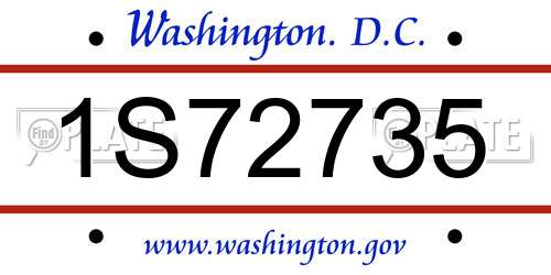 1S72735 District Of Columbia License Plate