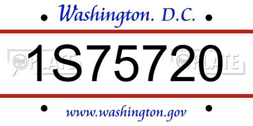 1S75720 District Of Columbia License Plate