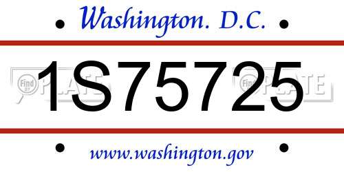 1S75725 District Of Columbia License Plate