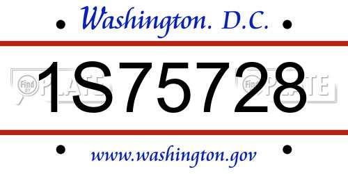 1S75728 District Of Columbia License Plate