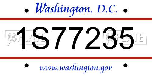 1S77235 District Of Columbia License Plate