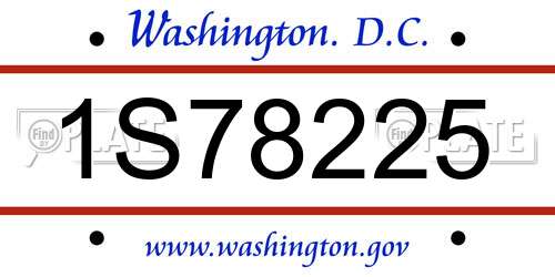 1S78225 District Of Columbia License Plate