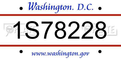1S78228 District Of Columbia License Plate