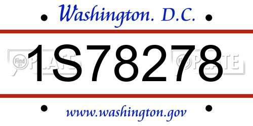 1S78278 District Of Columbia License Plate