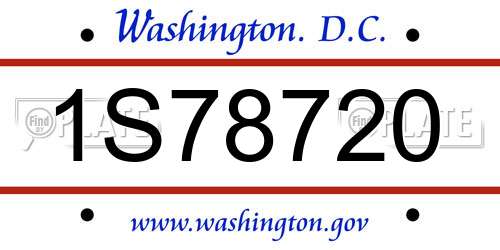 1S78720 District Of Columbia License Plate