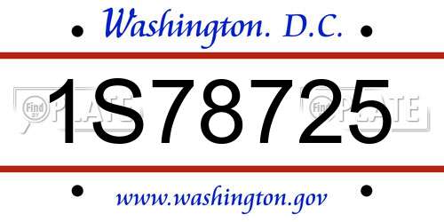 1S78725 District Of Columbia License Plate