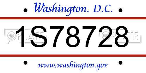 1S78728 District Of Columbia License Plate