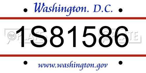 1S81586 District Of Columbia License Plate