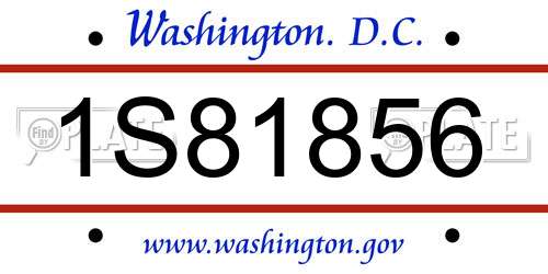 1S81856 District Of Columbia License Plate