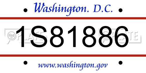 1S81886 District Of Columbia License Plate