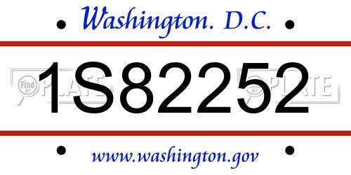 1S82252 District Of Columbia License Plate
