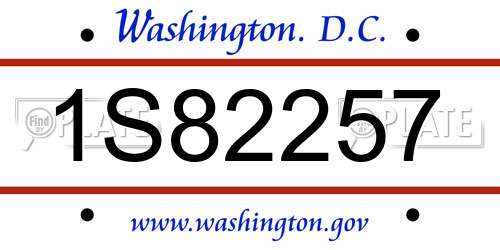 1S82257 District Of Columbia License Plate