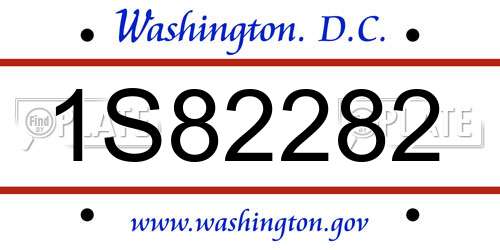 1S82282 District Of Columbia License Plate