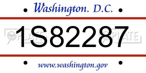 1S82287 District Of Columbia License Plate