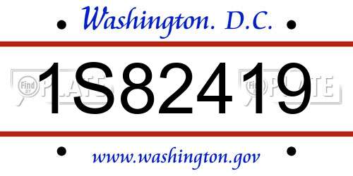 1S82419 District Of Columbia License Plate