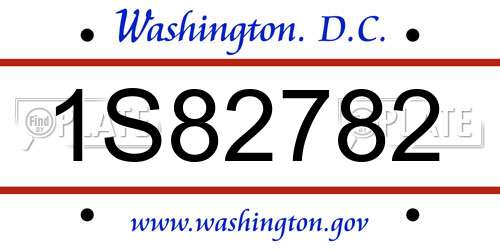 1S82782 District Of Columbia License Plate