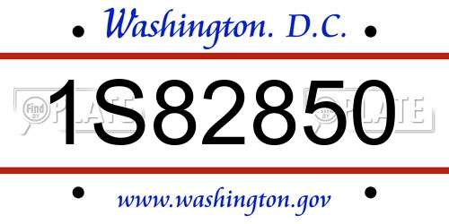 1S82850 District Of Columbia License Plate