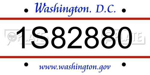 1S82880 District Of Columbia License Plate