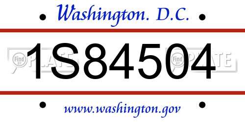 1S84504 District Of Columbia License Plate