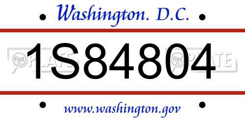 1S84804 District Of Columbia License Plate