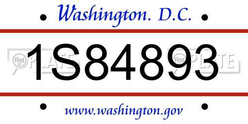 1S84893 District Of Columbia License Plate