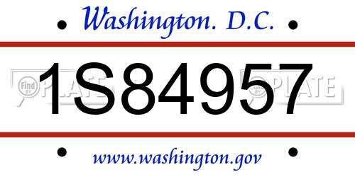 1S84957 District Of Columbia License Plate