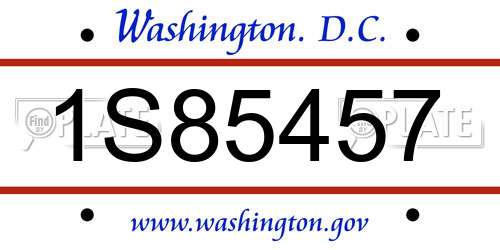 1S85457 District Of Columbia License Plate